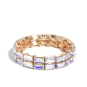Elegant Gold and Iridescent Stretch Bracelet